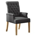 thumbnail image 4 of Fabric Dining Chair with Arms, Upholstered Tufted High Back Dining Room Chairs, Accent Armchair with Solid Wood Leg and Nailhead Trim, for Kitchen Dining Living Room, Dark Grey, 4 of 9