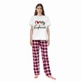 thumbnail image 3 of LuLiaMenton Matching Couples Christmas Pajamas I Love You Plaid Short Sleeve Long Pants Set, 3 of 6