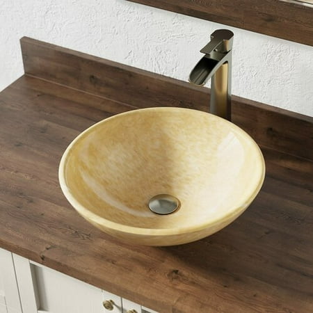 Mr Direct 853 Honey Onyx Vessel Sink Ensemble With Brushed Nickel Finish 731 Faucet Pop Up Drain And Sink Ring