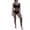 Black, variant on Women Bodystocking Set Sleeveless Hollow Fishnet Crop Top Footed Long Pants Elastic Stretchy Mesh Tight Bodycon Beach Party Bedroom
