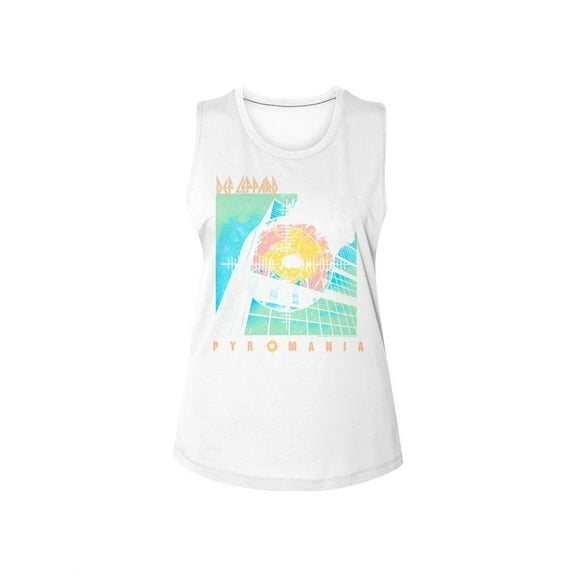 Def Leppard Pyromania Faded Women's Tank (White, Women'sM)