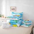 thumbnail image 5 of Homewish Yellow Airplane Boys Bedding Comforter Set 7 Pieces, Kawaii Cartoon Aircraft Full Bedding Set, Cute Cloud Print Reversible Fitted Sheet Flat Sheet, Microfiber Bedroom Decor, 5 of 7