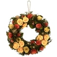 thumbnail image 2 of Northlight 12.5" Unlit Peach/Yellow Flowers with Moss and Twig Artificial Floral Spring Wreath, 2 of 9