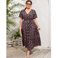thumbnail image 3 of Plus Size Wedding Guest Maxi Dresses for Curvy Women, Summer Casual Floral Long Party Sundress with 3/4 Sleeve, 3 of 8