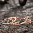thumbnail image 4 of 10mm Cushion 5 Carat Solitaire Morganite Wedding Set Diamond Moissanite Bridal Ring 10k Rose Gold Art Deco Matching Band, 4 of 7
