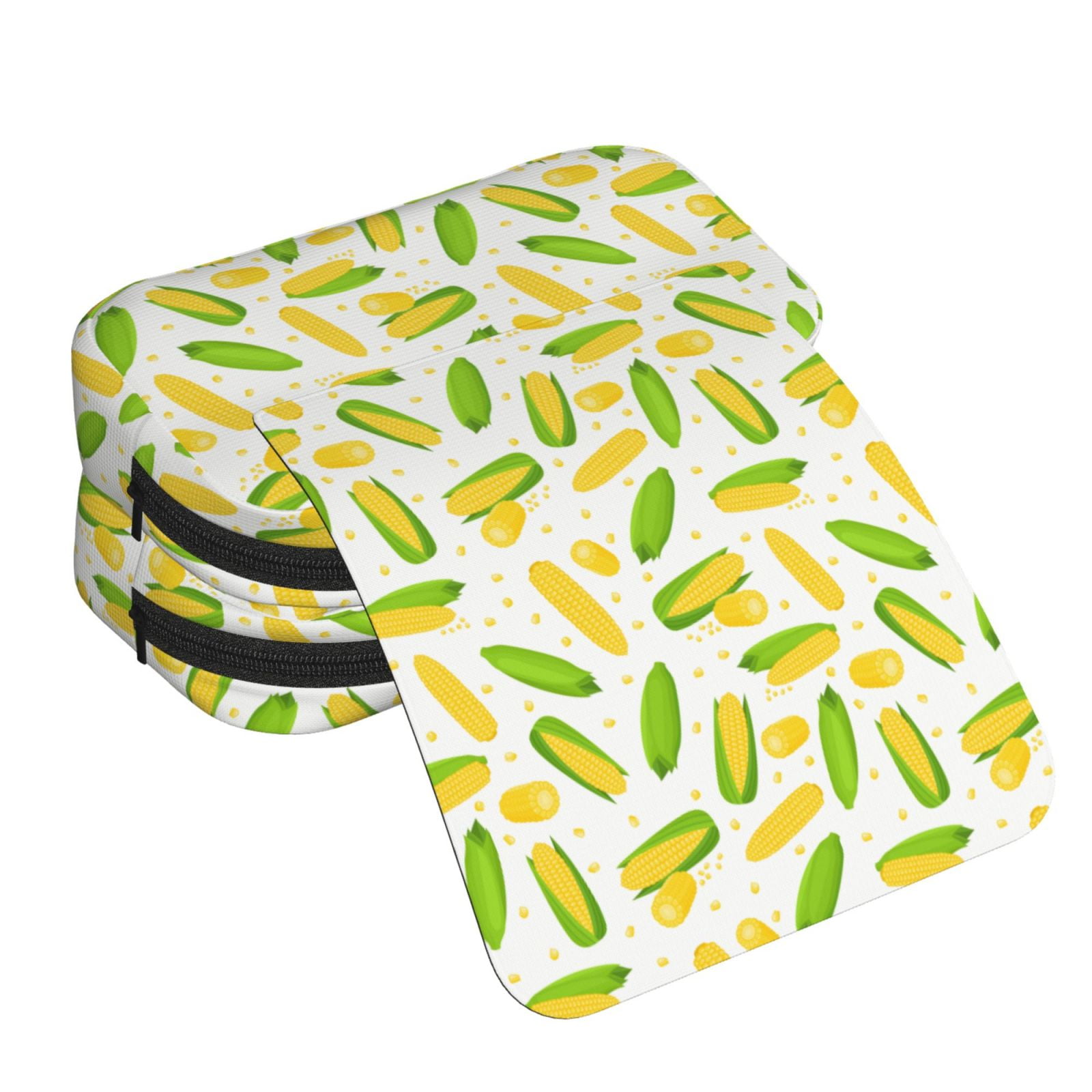 Rateoe Cartoon Corn Pattern Double Clamshell Pen Case, Storage Organizer with Two Zipper Compartments– Holds Up to 50 Pencils & Pens