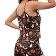 thumbnail image 3 of MEZZALL Women's Cute Halloween Sleepwear Set Ghost & Bat Print Cami Pajamas Tops with Waist Tie & Matching Shorts Vacation 2 Piece Pjs, 3 of 5