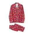 thumbnail image 3 of Franhais Christmas Family Pajamas Christmas Snowflake Plaid Print Long Sleeve Button Tops and Casual Pants Sleepwear, 3 of 10