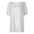 thumbnail image 3 of Blouses for Women Dressy Casual Going Out Women's Clothing V Neck Lightweight Clothes Comfortable Womens Short Sleeve Tops White, 3 of 5