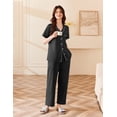 thumbnail image 3 of Ekouaer Women's 100% Cotton Pajamas Set Short Sleeve Button Down Pjs 2 Piece Soft Sleepwear with Long Pants Lounge Set, 3 of 6