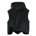 thumbnail image 1 of ZHUASHUM T-Shirts pour Garçons et Filles Printemps et Été Débardeurs Unis Sans Manches à Capuche Col Rond, 5-6 Ans Noir, 1 of 1