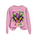thumbnail image 4 of Tweang Mardi Gras Clothing Mardi Gras Sweatshirt for Women Waffle Sweatshirt Women Mardi Gras Outfit for Women Long Workout Tops for Women Oversized Sweatshirt Pink S, 4 of 4