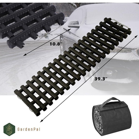 Gardenpal 100CM 2PCS Tire Traction Mat, Portable Emergency Devices for Snow, Heavy-Duty Rubberized Emergency Car Recovery Snow Ramps Tire Traction Tool (39.3 in/2pcs)