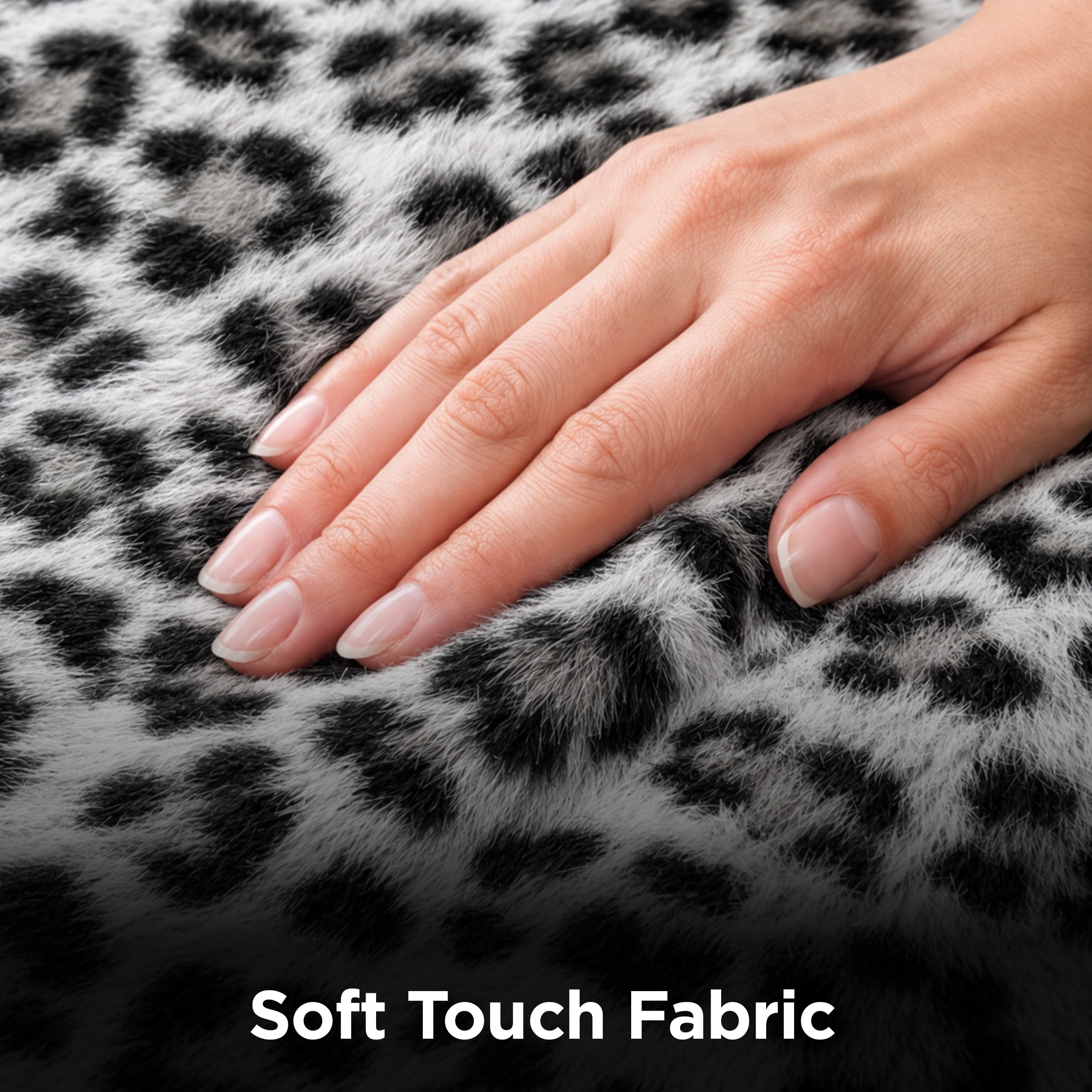 Auto Drive 2-Piece Fur Snow Leopard Seat Covers for Cars, SUVs, and Crossovers