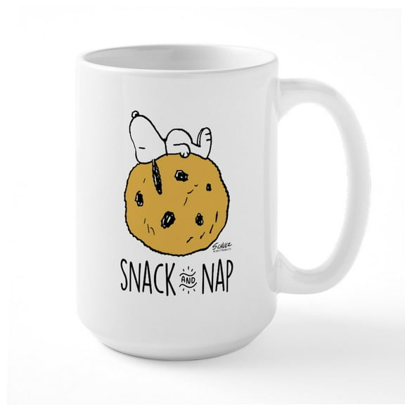 CafePress - Snoopy Black And White - 15 oz Ceramic Large White Novelty Mug