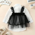 thumbnail image 4 of Douhoow Kid Girl 2 Piece Clothes, Long Sleeve Button Down White Shirt+Black Tulle Dress, 4 of 7