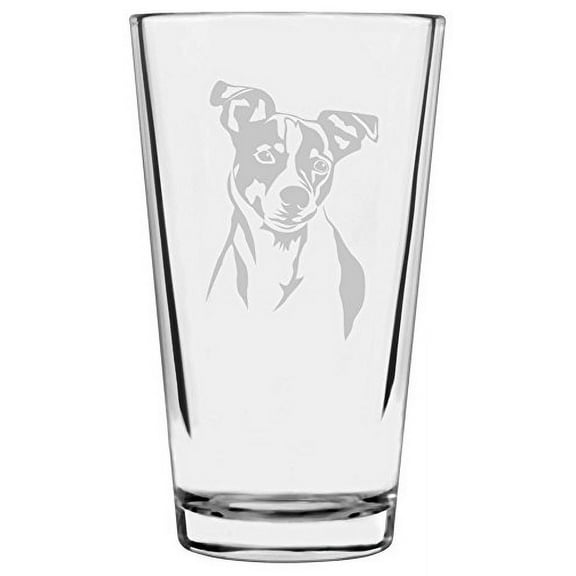 Jack Russell Terrier Dog Themed Etched All Purpose 16oz Libbey Pint Glass