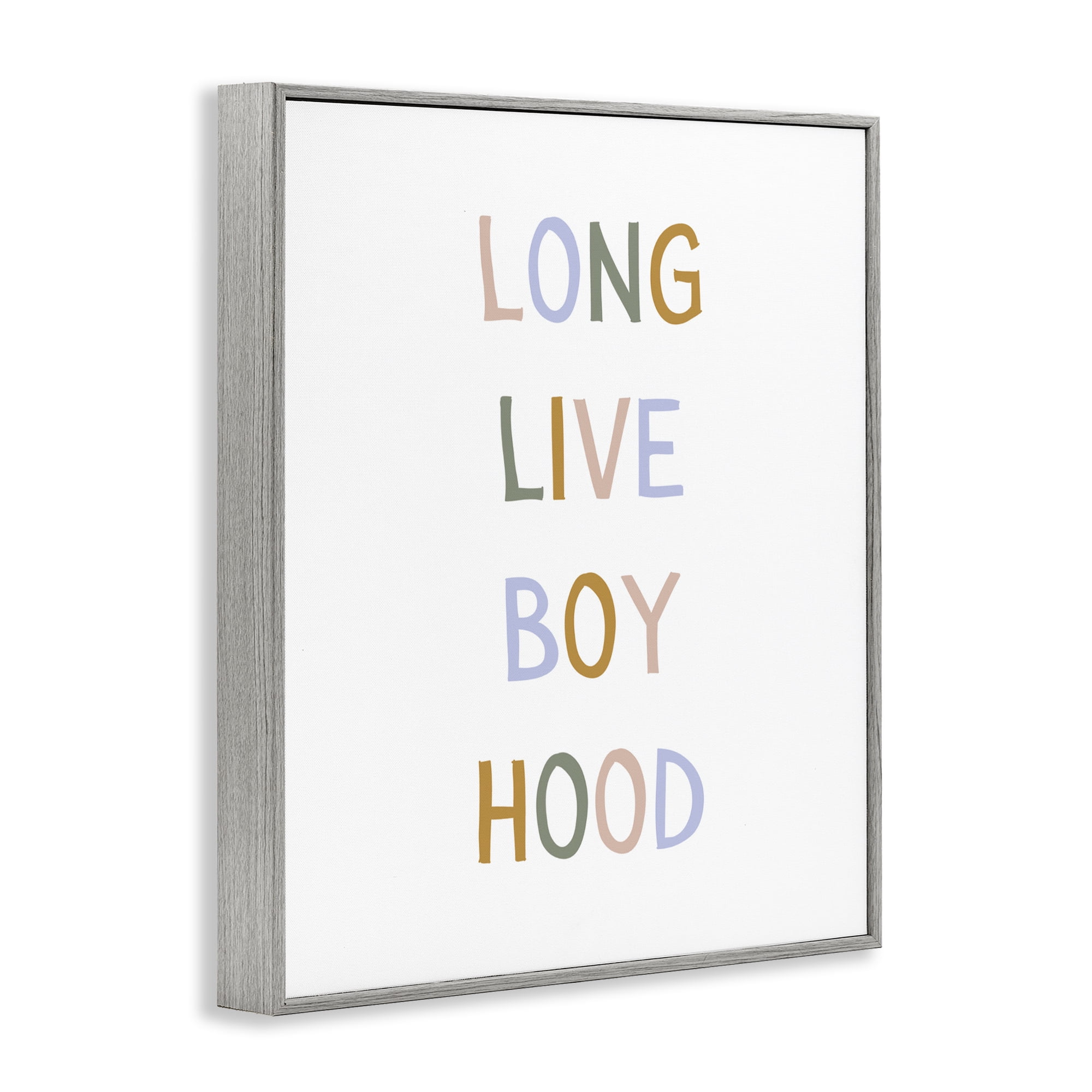 Stupell Industries Long Live Boy Hood Gray Framed Giclee Art, design by Katie Griggs
