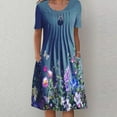 thumbnail image 2 of Samickarr Summer Savings Clearance Summer Dresses For Women 2023 Plus Size Dress For Women Sundresses Women's Summer Casual Round Neck Short Sleeve Folding Floral Printed Dresses, 2 of 9