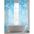 thumbnail image 5 of Marine Life Sheer Curtains 96 Inch Long 2 Panels, Starfish Shell Coral Gradient Blue Ocean Light Filtering Rod Pocket Curtains, Sheer Voile Drapes for Living Room Bedroom, 52"x96", 5 of 8