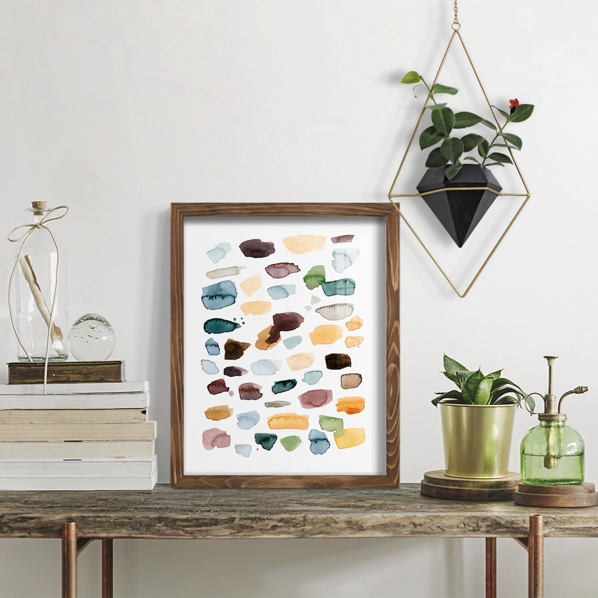 Shattered Segments II - Framed Print w/glass - Walnut