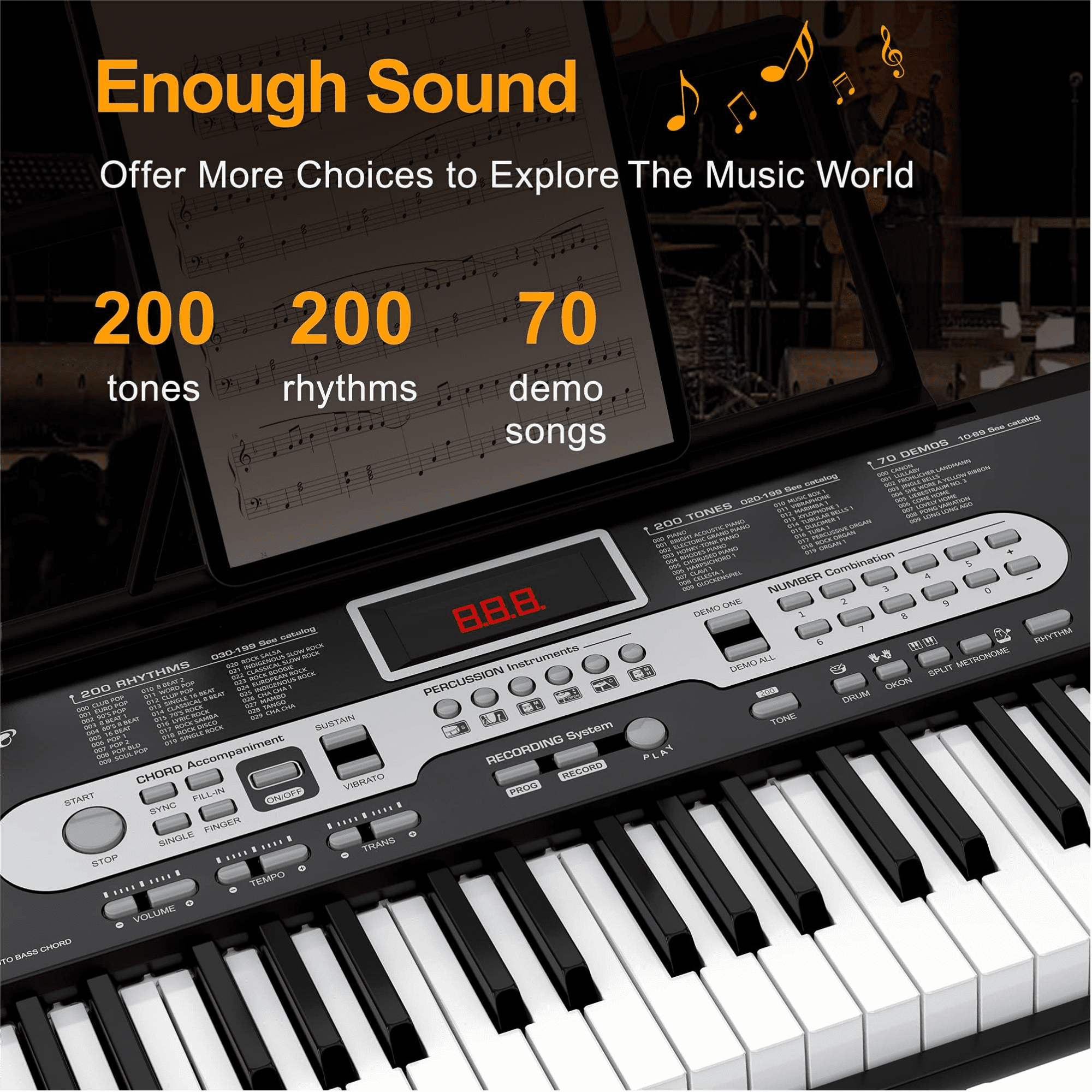 M optimized 61-Key Electric Keyboard Piano Set for Beginners and Kids with Microphone, Headphones, Stand, Stool, and Carrying Bag, Portable and Ideal for Teaching, Perfect Birthday, Christmas Gift