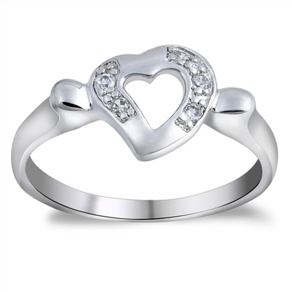 White CZ Promise Heart Purity Cutout Ring .925 Sterling Silver Band Jewelry Female Size 6