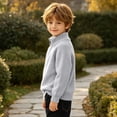 thumbnail image 6 of Qiyinn Boys' Fashion Solid Color Knitted Half Zipper Shoulder Insert Long Sleeve Sweater Half High Collar Top | Kids Boys Girls Casual Top Daily Wear School Comfortable Outfit, 6 of 8