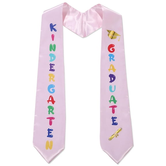 Kids Graduation Stole Sash Preschool Kindergarten Printed 40'' Long for Boys and Girls, Pink