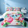 thumbnail image 2 of Erosebridal Coastal Flamingo Twin Quilt Set, Ocean Animal Twin Coverlet Set, Polka Dots Reversible 2pcs, 1 Bedspread and 1 Pillowcase, 2 of 7