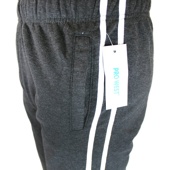 Pro West - Charcoal Mens Heavyweight Athletic Fleece Sweatpants with Elastic Waist & Cuffs