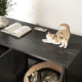 thumbnail image 3 of Cabinet Cat Litter Box Enclosure Black Color Large Capacity Double Magnetic Door Design Litter Box Furniture Enclosure Cabin with Scratching Pad, 3 of 7