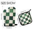 thumbnail image 2 of Yayeee Oven Mitts and Pot Holder Set of 4 Heat Resistant Kitchen Gloves Baking Hot Pad, Green and White Plaid Pattern, 2 of 5