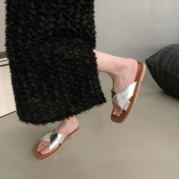 Zapatos casuales de verano con correa cruzada, sandalias de playa con punta abierta, zapatillas de casa para mujer