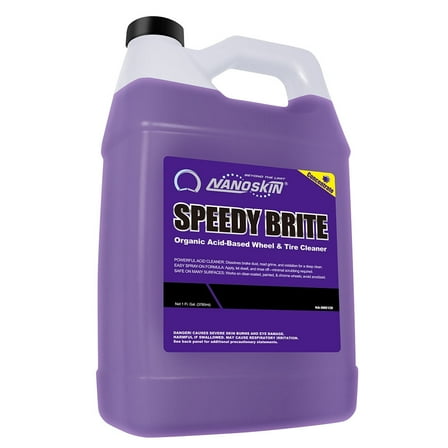 Nanoskin SPEEDY BRITE Professional Wheel & Tire Acid Cleaner 1 Gallon - Car Wash Wheel Cleaning Spray For Car Detailing | Works with Wheel Brush & Tire Brush | Melt Away Rust, Brake Dust, Road Grim