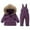 Purple, variant on XIMIN Toddler Boy Girl Snowsuit Hooded Mountain Ski Suit Faux Fur Trim Hooded Coat Snow Bib Pants Onesie Winter Waterproof Thermal Snow Set
