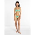 thumbnail image 2 of No Boundaries Women's Smocked String Bikini Swim Bottoms, Lime Grass, XXS-XXL, 2 of 5
