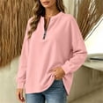 thumbnail image 4 of Neewe Women's Plain Long Sleeve Top Fall 1/4 Zipper Tops Loose Ladies Casual Fashionable Top Pullover, 4 of 7