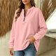 thumbnail image 4 of Neewe Women's Plain Long Sleeve Top Fall 1/4 Zipper Tops Loose Ladies Casual Fashionable Top Pullover, 4 of 7