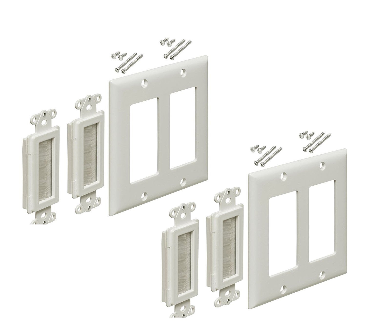 iMBAPrice 2Gang Brushed Wall Plate Decora Style Cable Pass Through