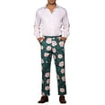 thumbnail image 2 of INSPIRE CHIC  Men's Floral Dressy Pants Flat Front Party Prom Flower Printed Slacks 30 Green Pink, 2 of 5