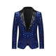 thumbnail image 5 of BLAZERS DE HOMBRE INSPIRE CHIC Con Solapa Pico, Un Botón, Brillante, Argyle, Lentejuelas, Talla XL, Azul Real, 5 of 7