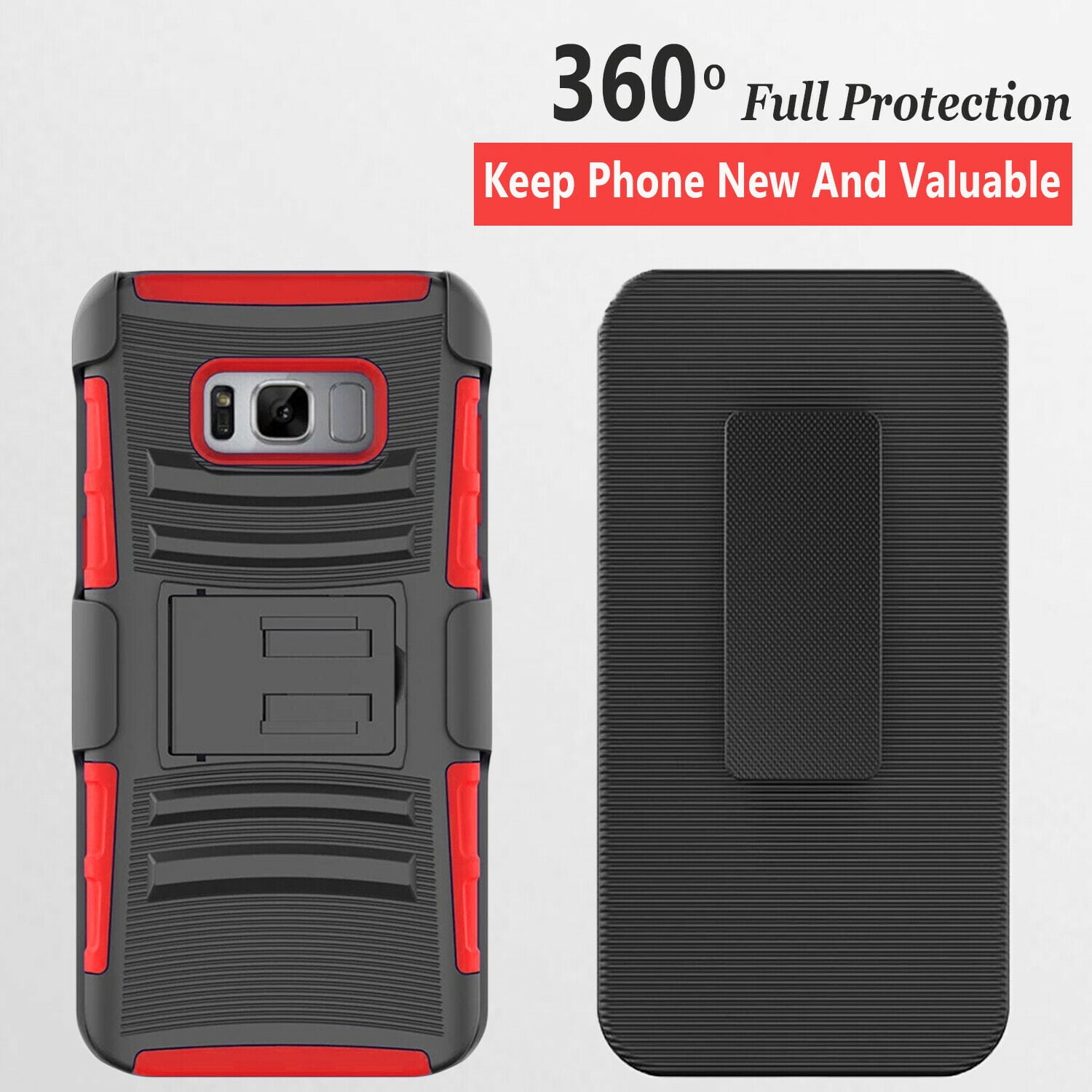 Samsung Galaxy S9 Phone Case, Dual Layers [Combo Holster] And Built-In ...
