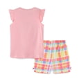 thumbnail image 4 of UngA Girl Toddler Summer Clothes Short Outfit Sets Kids 2T 3T 4T 5T Cotton Short Sleeve Tops Tees Shorts Clothing Sets (Pink,3-4 Years), 4 of 7