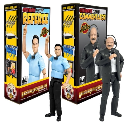 Ultimate Classic Referee & Classic Announcer With Deluxe Articulation for WWE & AEW Wrestling Action Figures