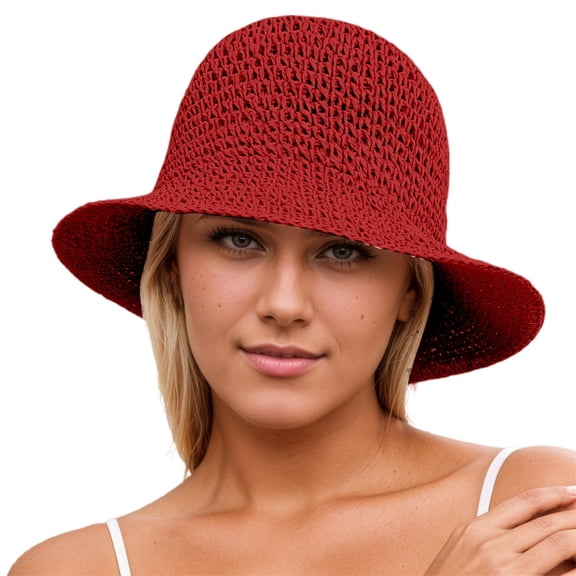 Yuanlong Womens Bucket Hats Summer Lightweight Breathable Straw Hats Packable Casual Wear Beach Hat