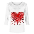 thumbnail image 4 of Penkiiy Chemises à Manches 3/4 pour Femmes, T-Shirts Graphiques Imprimés Mignons, Blouses Décontractées Grande Taille, Hauts Basiques, Pull-Over, Multicolore, 4 of 5