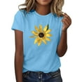 thumbnail image 2 of Ovbmpzd T-Shirts d'Été pour Femmes à Manches Courtes Bleus Amusants à Motif Floral T-Shirts Graphiques pour Femmes m, 2 of 5