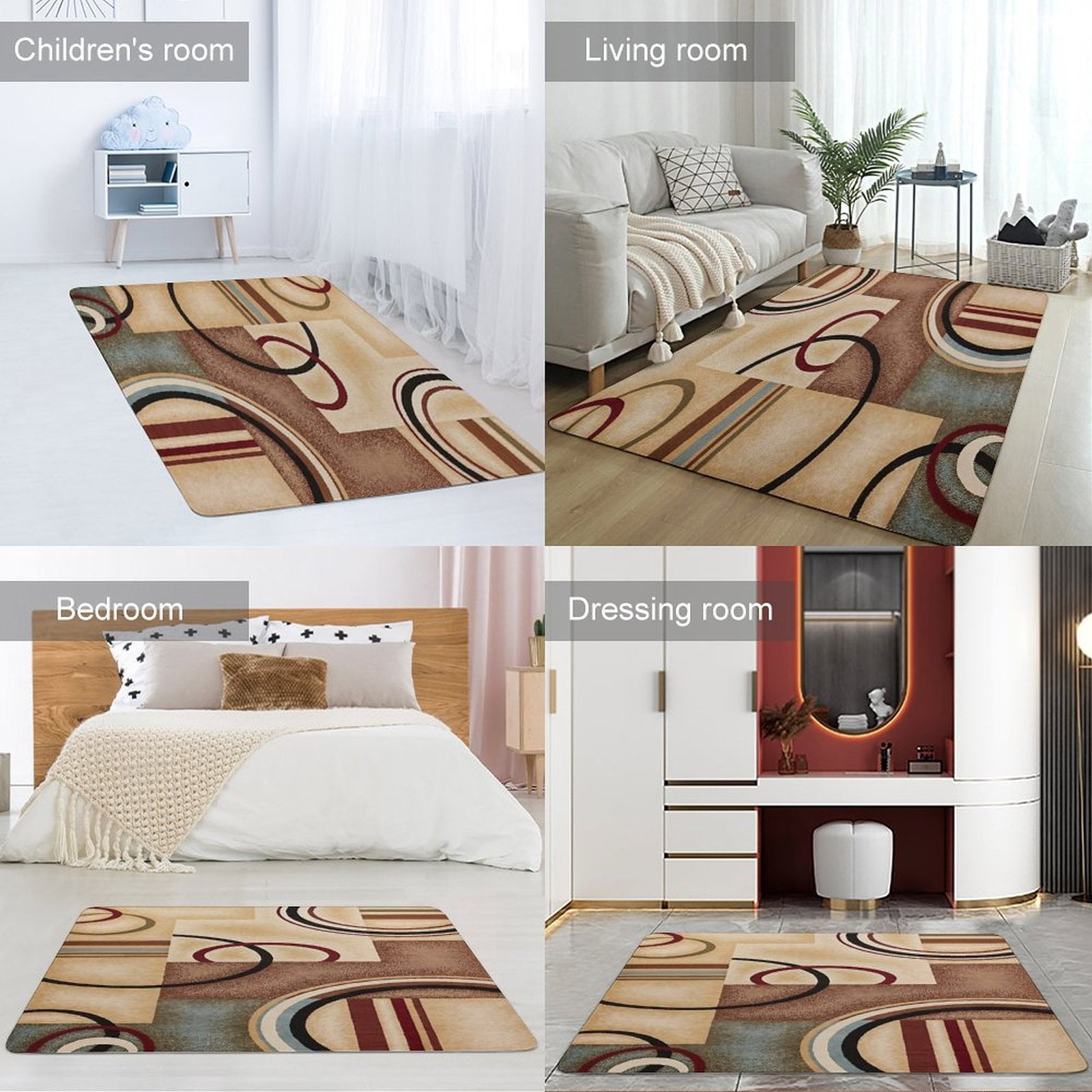 Modern Geometric Home Decor Living Room Carpet Non-slip Soft Comfy Hotel Lobby Floor Rug Kitchen Bedroom Entrance Doormat Mats 63"x 79"
