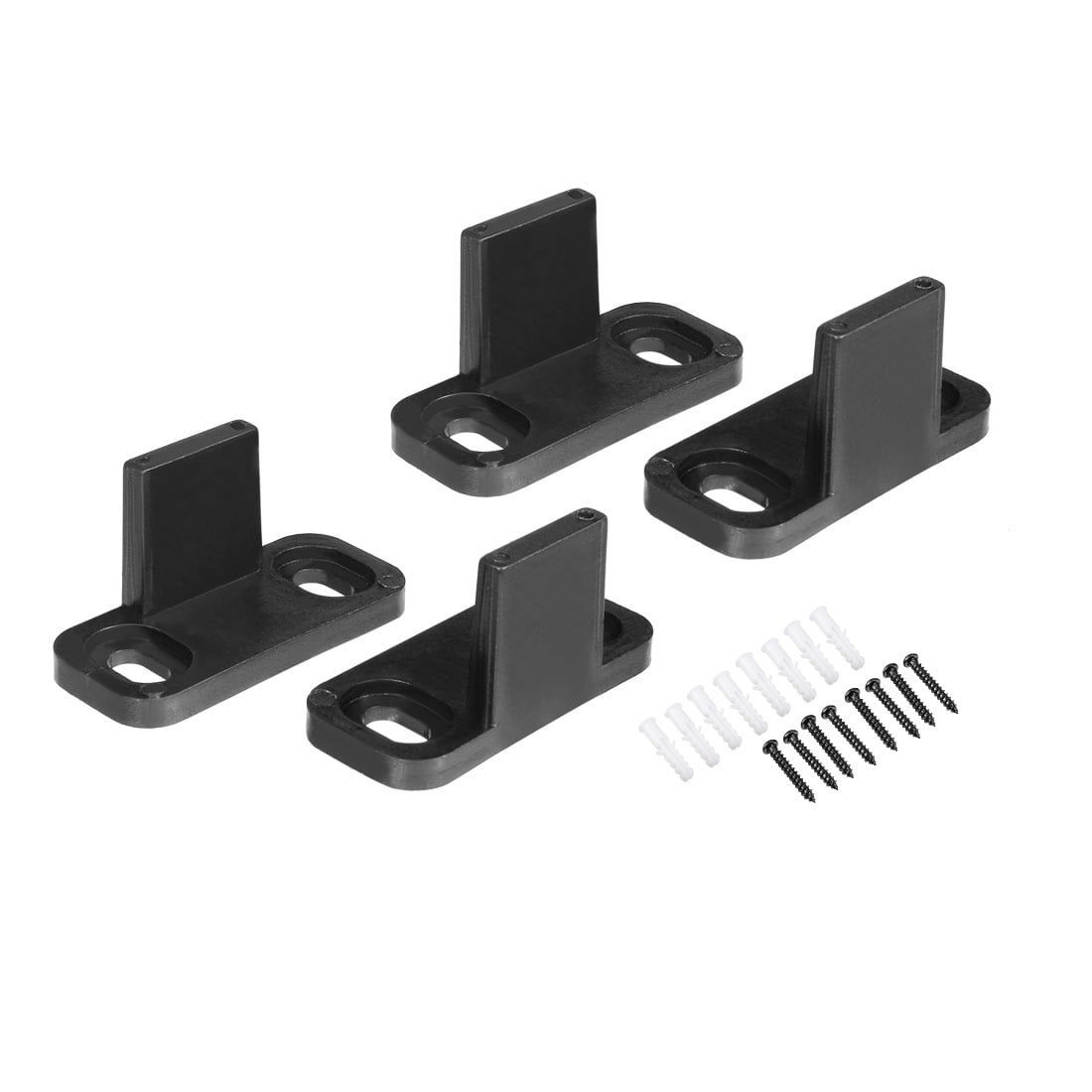 Unique Bargains 2pair POM Plastic Adjustable Floor Guide Black for Barn Sliding Door